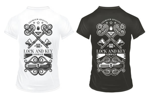 经典锁匠服务主题裁片印花服装印花T恤