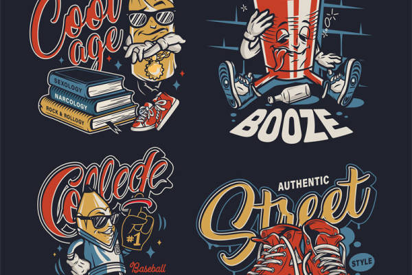 复古街头风格裁片印花服装印花设计