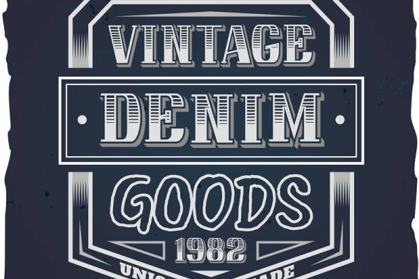 复古牛仔服装印花：1982年优质裁片印花设计