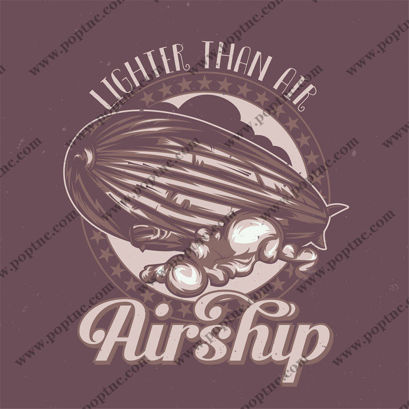 复古风格轻于空气飞艇裁片印花服装印花设计