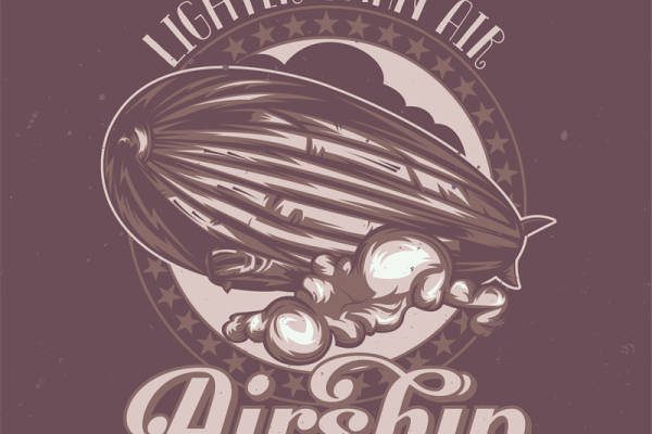 复古风格轻于空气飞艇裁片印花服装印花设计