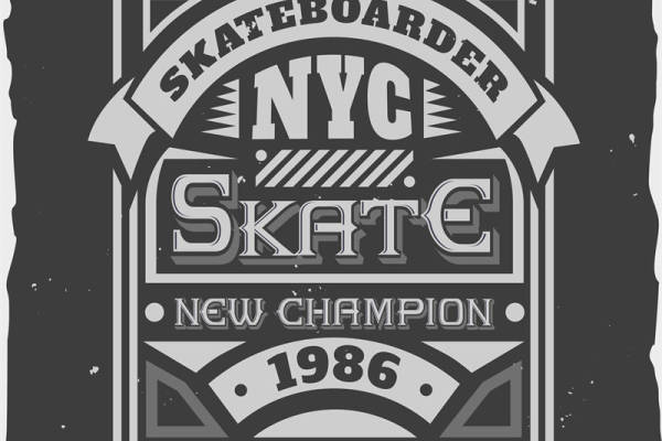 探索1986年纽约滑板冠军复古裁片印花服装