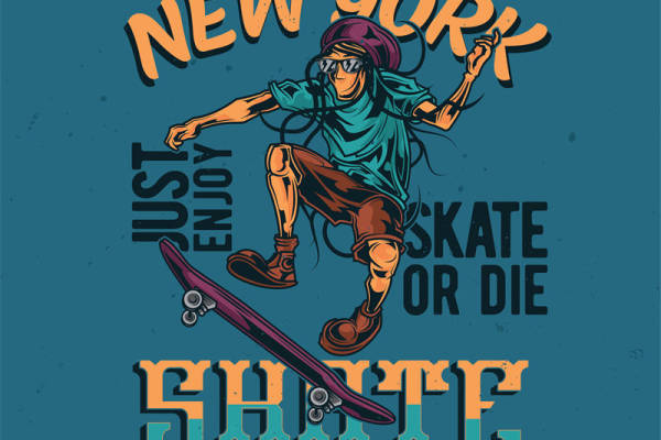 纽约街头滑板文化裁片印花服装,展现滑板精神