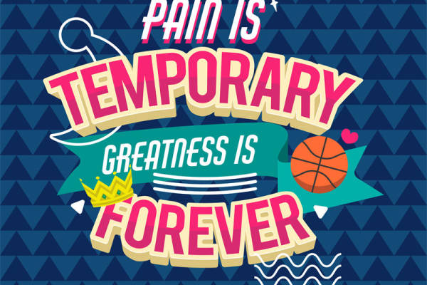 时尚裁片印花服装:励志语句'痛苦是暂时的,伟大是永恒的'