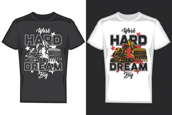 激励人心的挖掘机主题裁片印花服装印花T恤