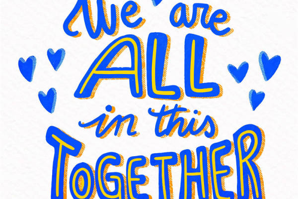 团结一心的裁片印花服装:我们共同面对挑战