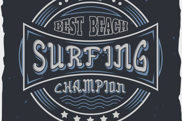 复古风格裁片印花服装：1992最佳海滩冲浪冠军