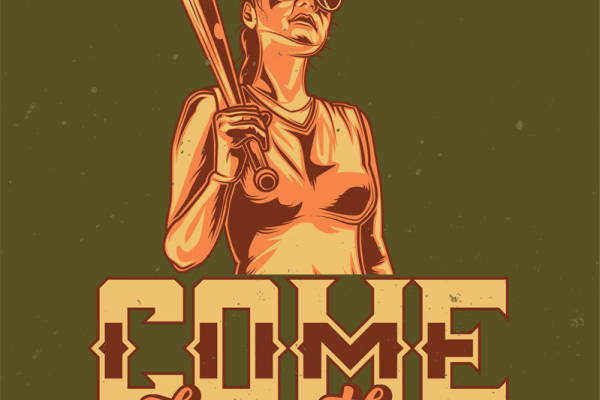 复古风格棒球主题裁片印花服装印花设计