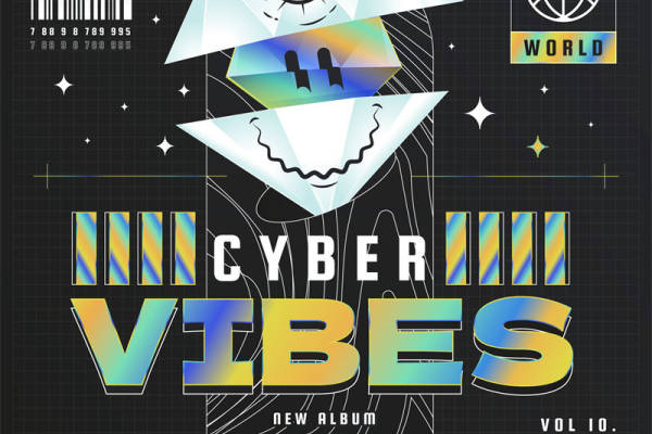 探索未来感裁片印花服装：Cyber Vibes新专辑封面设计