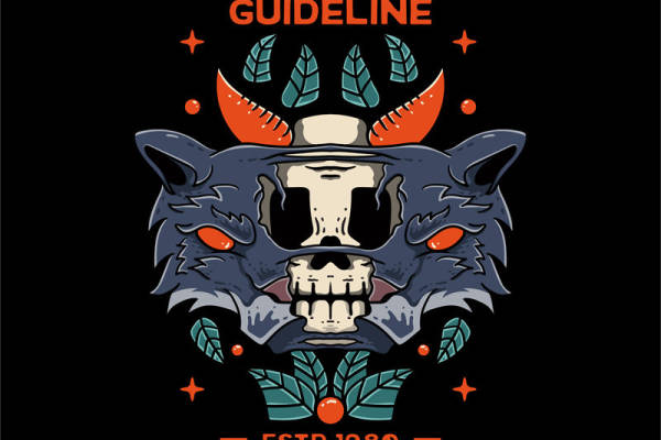 复古风格狼头裁片印花服装印花设计