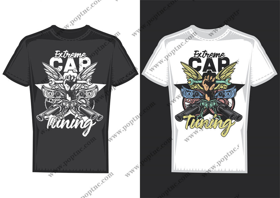 时尚街头风裁片印花服装印花T恤,极致汽车调校风格