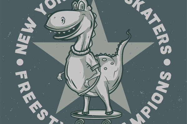 纽约城市滑板冠军的恐龙裁片印花服装