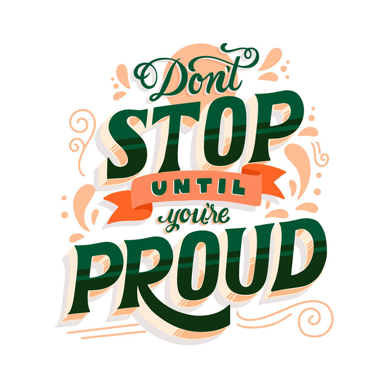 激励人心的裁片印花：'Don't Stop Until You're Proud'服装印花设计