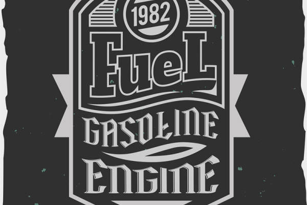 经典1982年裁片印花服装：复古汽油引擎风格印花T恤