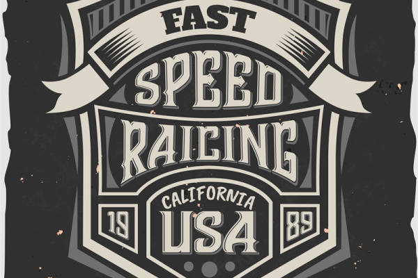 经典赛车风格裁片印花服装：加州速度竞赛1989