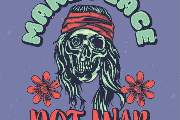 和平主题骷髅头裁片印花服装：倡导和平，拒绝战争