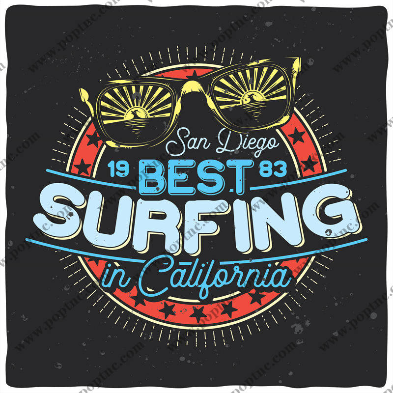探索1983年加州圣迭戈最佳冲浪裁片印花服装