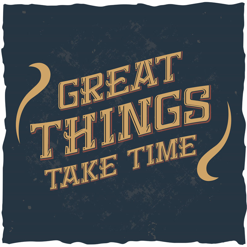 经典复古风格裁片印花服装：'Great Things Take Time'激励人心