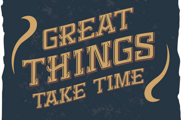 经典复古风格裁片印花服装：'Great Things Take Time'激励人心