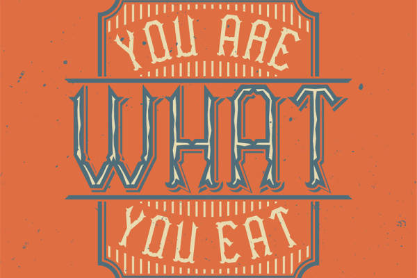 复古风格裁片印花服装:'You Are What You Eat'激励语录