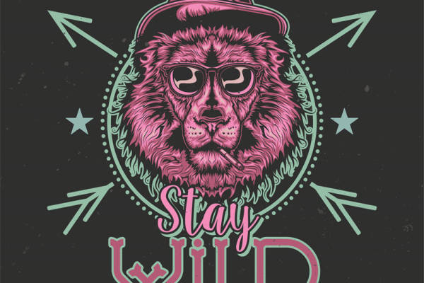 潮流街头风格粉色狮子头裁片印花服装