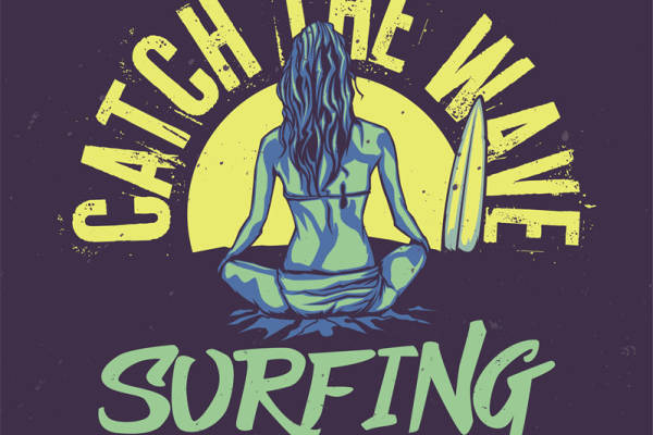 加州海滩冲浪主题裁片印花服装印花设计