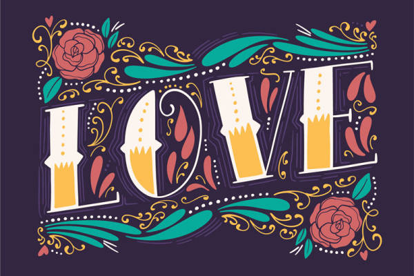 优雅花卉与字母组合裁片印花服装印花设计