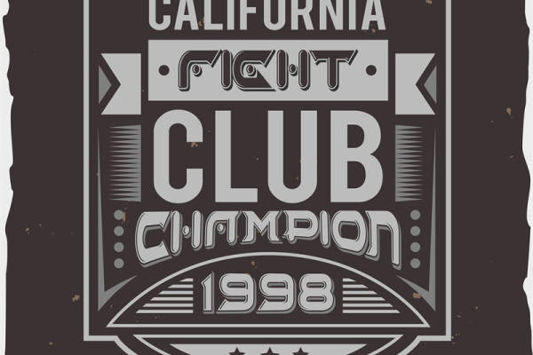 复古风格加州格斗俱乐部冠军裁片印花服装印花设计