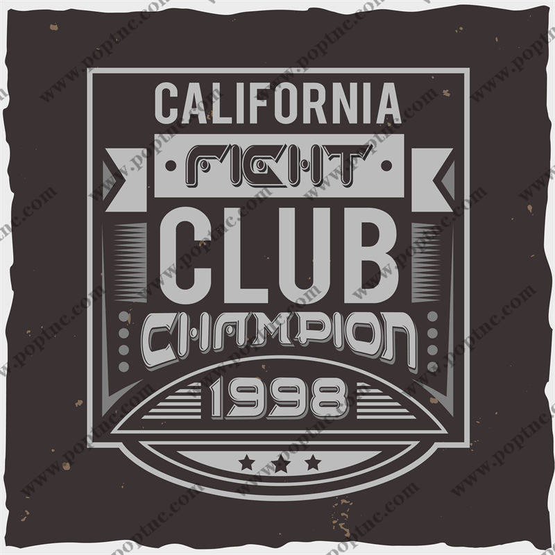 复古风格加州格斗俱乐部冠军裁片印花服装印花设计