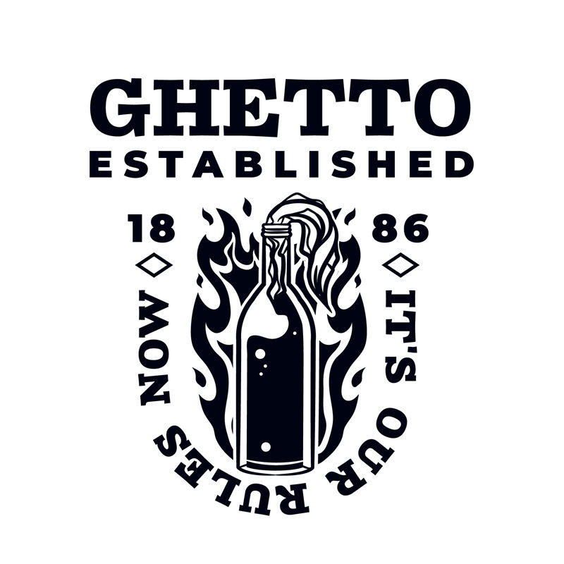 复古风格裁片印花服装：GHETTO ESTABLISHED 1886