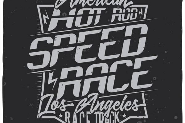 洛杉矶赛车场复古风格裁片印花服装印花设计