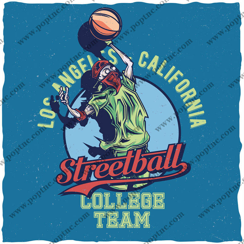 洛杉矶加州街头篮球学院队裁片印花服装印花设计