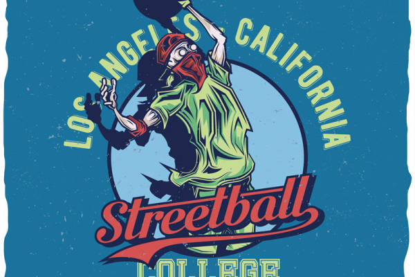 洛杉矶加州街头篮球学院队裁片印花服装印花设计