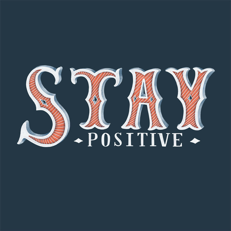 时尚复古风格'STAY POSITIVE'裁片印花服装