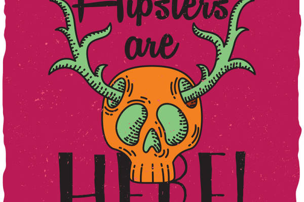 时尚潮流个性服装印花:嬉皮士风格鹿角骷髅头裁片印花