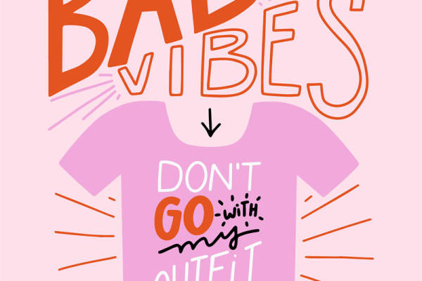 时尚潮流裁片印花服装:'Bad Vibes'个性T恤印花设计