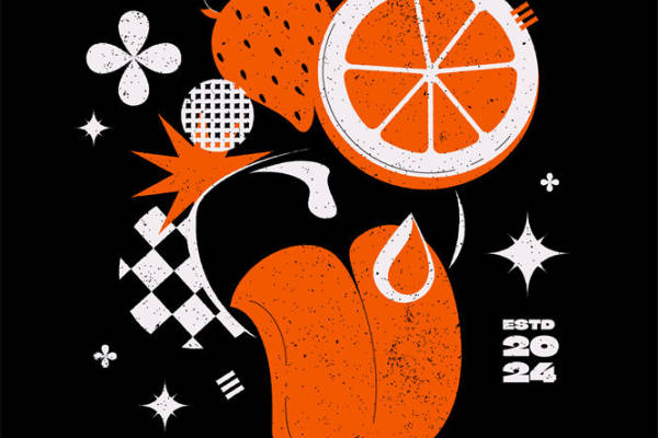 探索活力橙黑裁片印花服装:时尚与趣味的完美结合