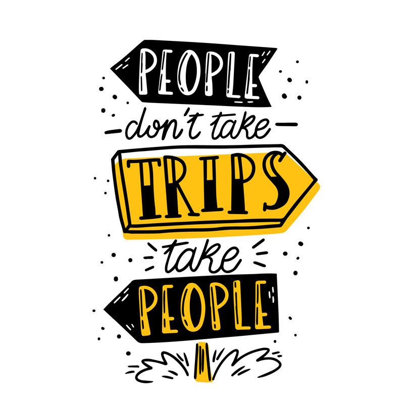 创意裁片印花服装：'People Don't Take Trips, Take People'旅行主题印花