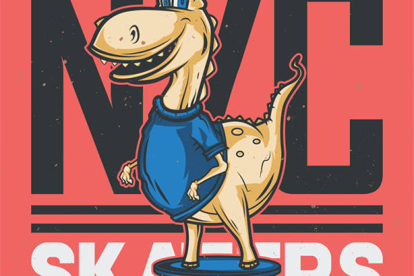 趣味恐龙裁片印花服装：滑板少年的时尚选择