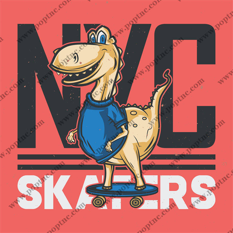 趣味恐龙裁片印花服装:滑板少年的时尚选择