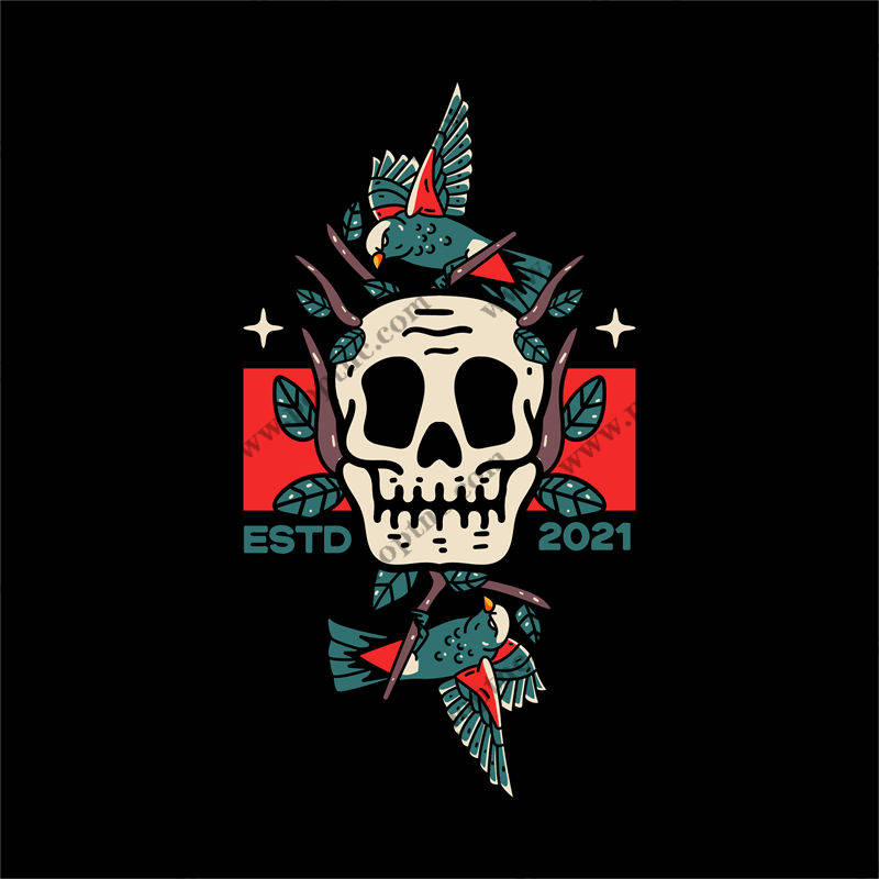 2021年新款骷髅头裁片印花服装印花设计