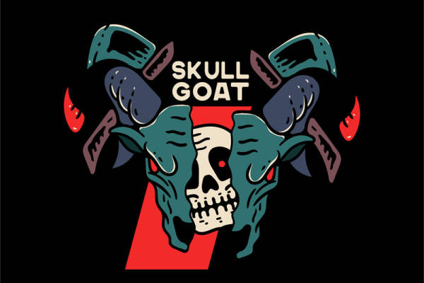 大胆前卫的骷髅山羊裁片印花服装印花设计