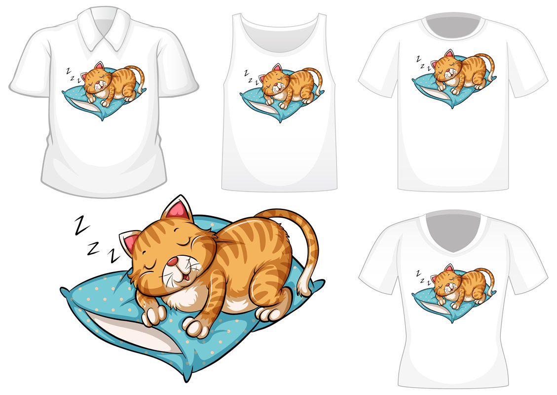 温馨可爱的猫咪裁片印花服装，适合全家的舒适选择