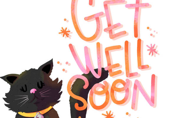 温馨治愈系黑猫裁片印花服装，传递早日康复的美好祝愿