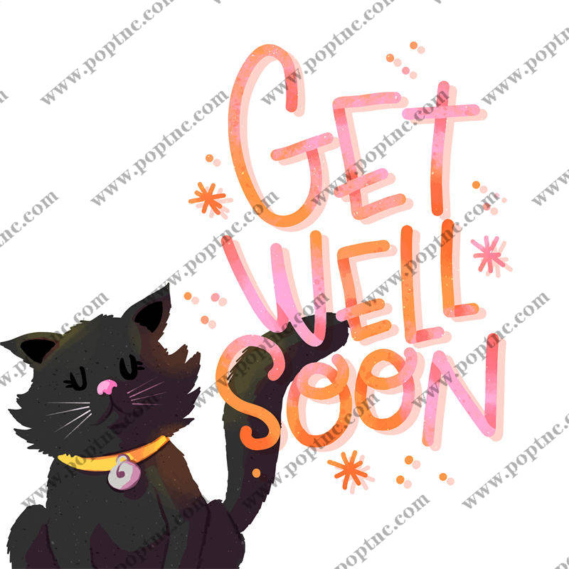 温馨治愈系黑猫裁片印花服装,传递早日康复的美好祝愿