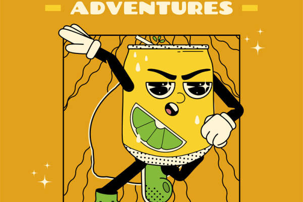 活力四射的柠檬饮料裁片印花服装印花设计