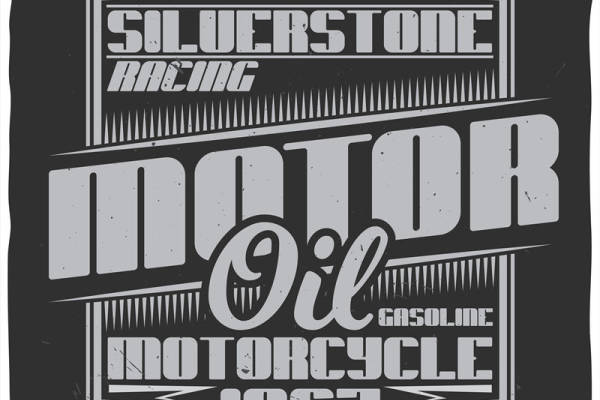 复古风格裁片印花服装：银石赛车1967摩托车汽油