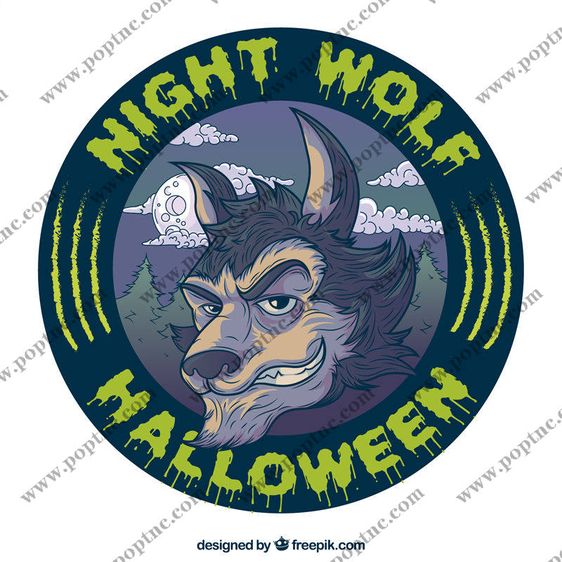 万圣节狼人主题裁片印花服装印花设计