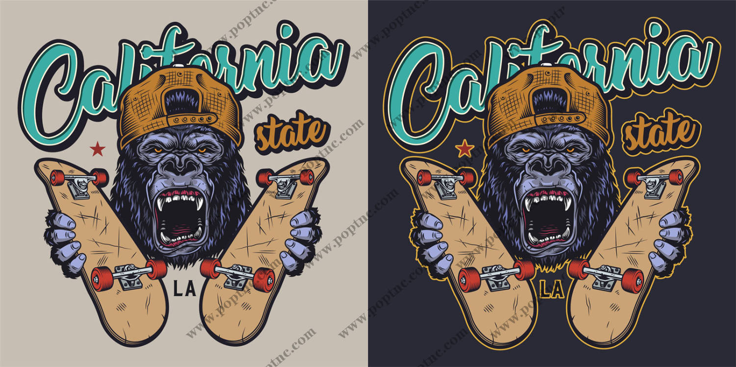 街头潮流风格加州裁片印花服装印花设计