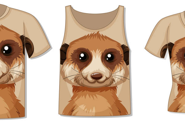 可爱狗狗图案裁片印花服装印花T恤,时尚休闲必备